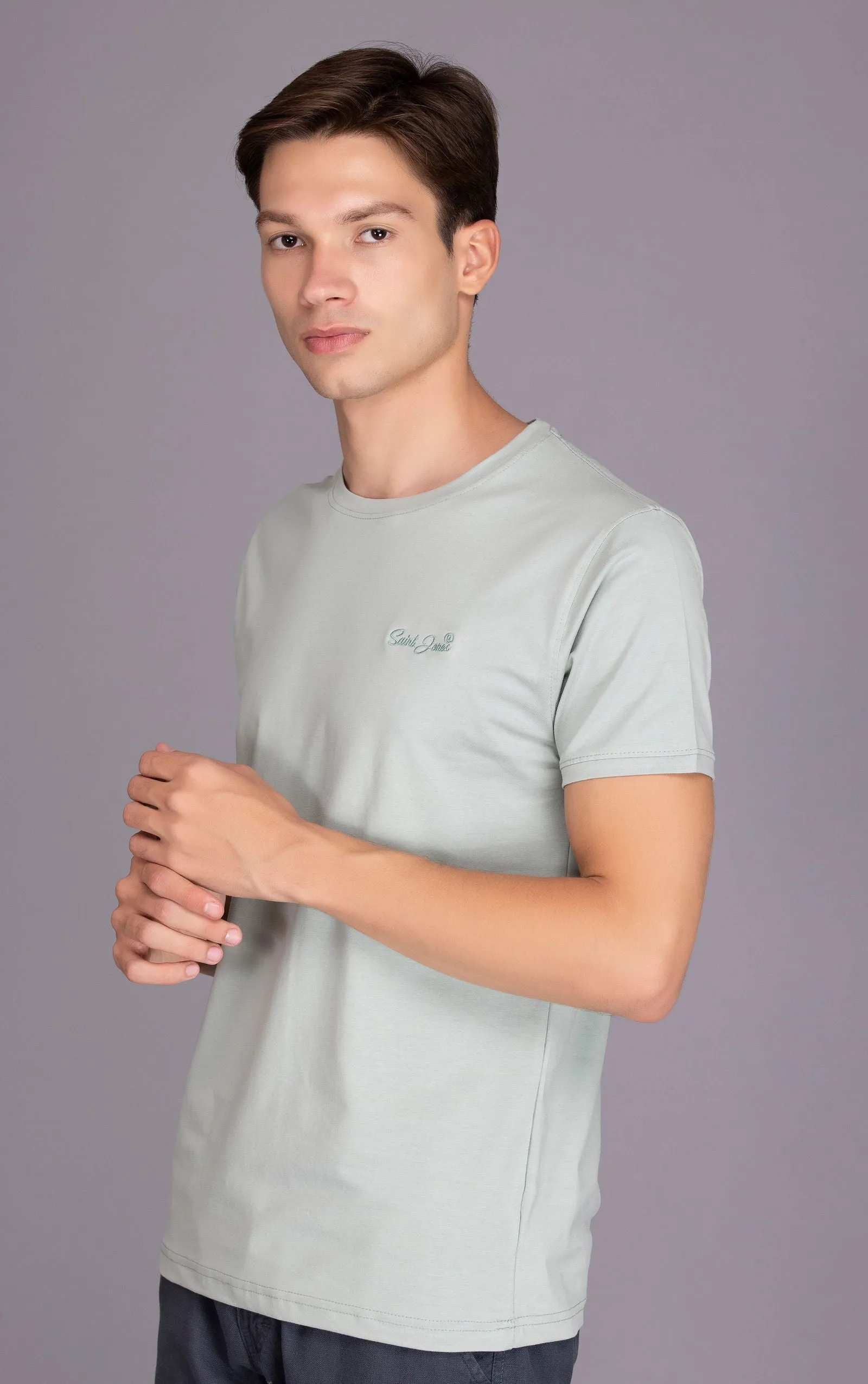 ORGANIC COTTON HALF SLEEVES T-SHIRT PASTEL GREEN