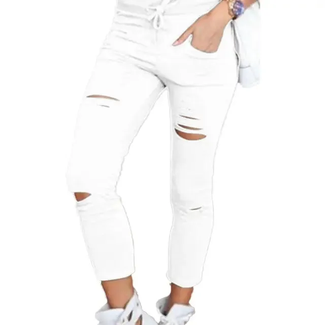 Pants Pencil Ripped Skinny Leggings Elastic