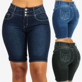 Plus Size Fashion Women Denim Shorts Pants Summer Skinny  Short Jeans