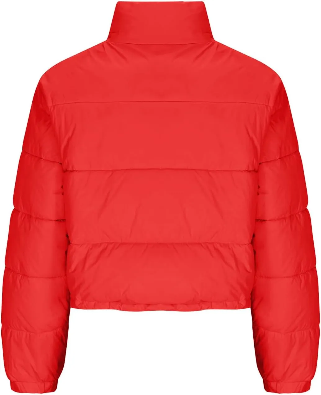 Puffer Coat Women Cropped Puffer Jacket Casual Quilted Baggy Long Sleeve Zip Down Jackets Stand Collar Outerwear