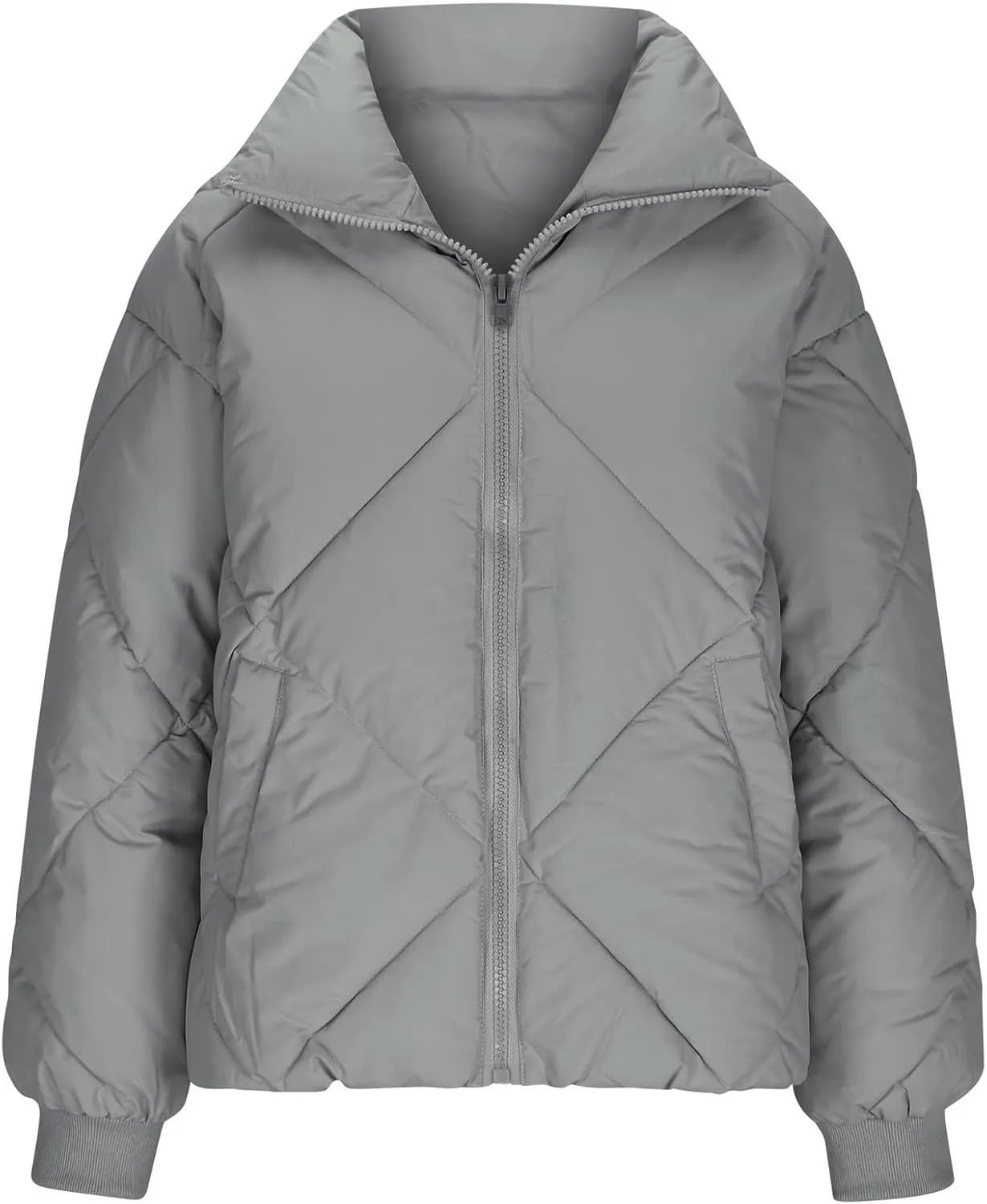 Puffer Jacket Womens Quilted Jacket Warm Comfy Zip Up Jacket Trendy Lapel Down Jacket Padded Outerwear Coats