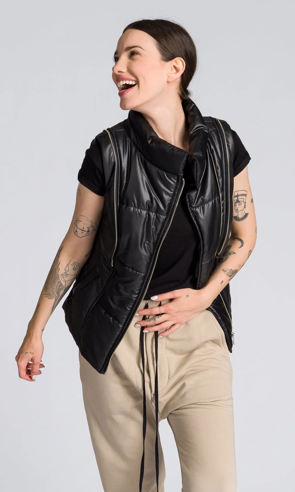 Quilted Jacket with Detachable Sleeves
