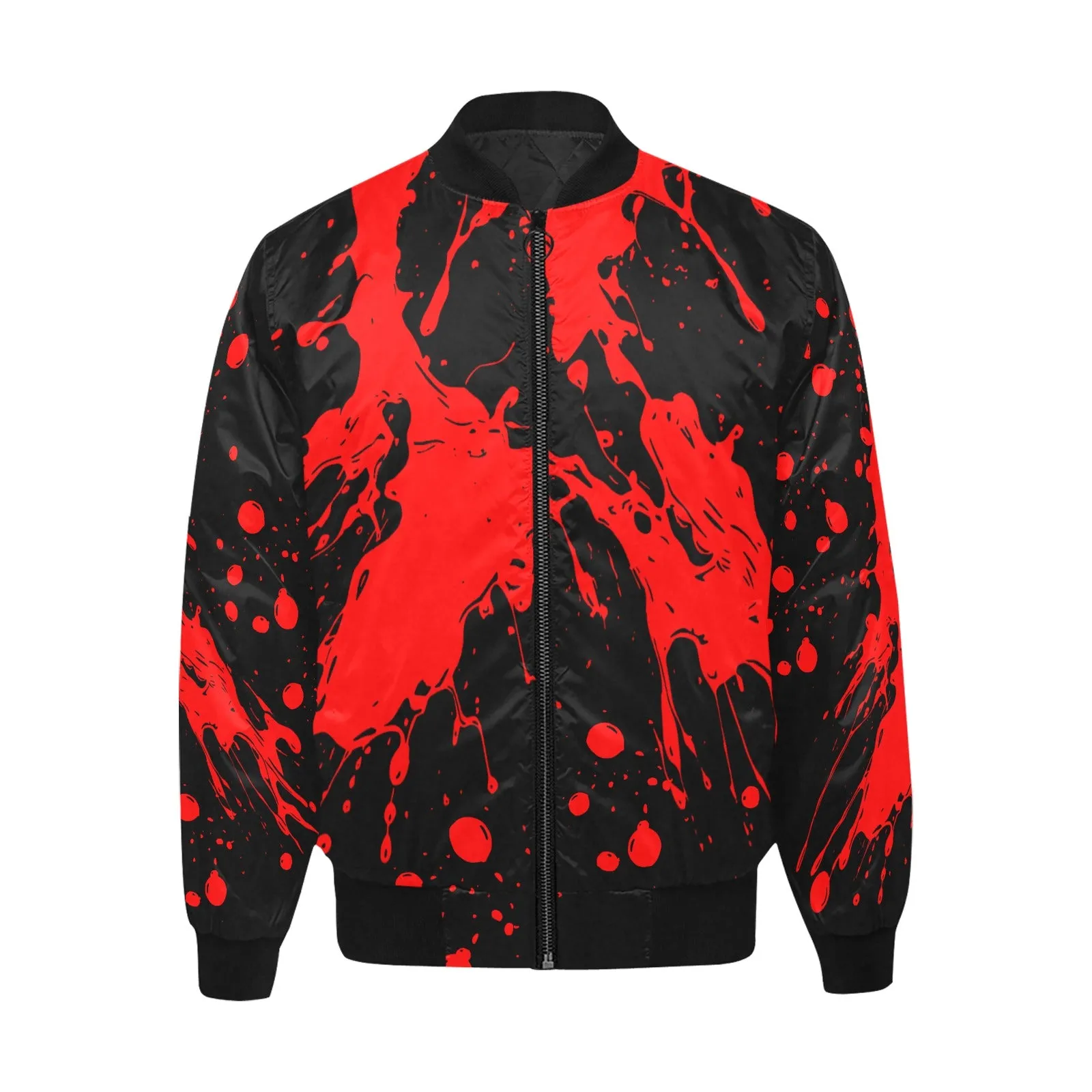 Red Paint Splash Quilted Bomber Jacket