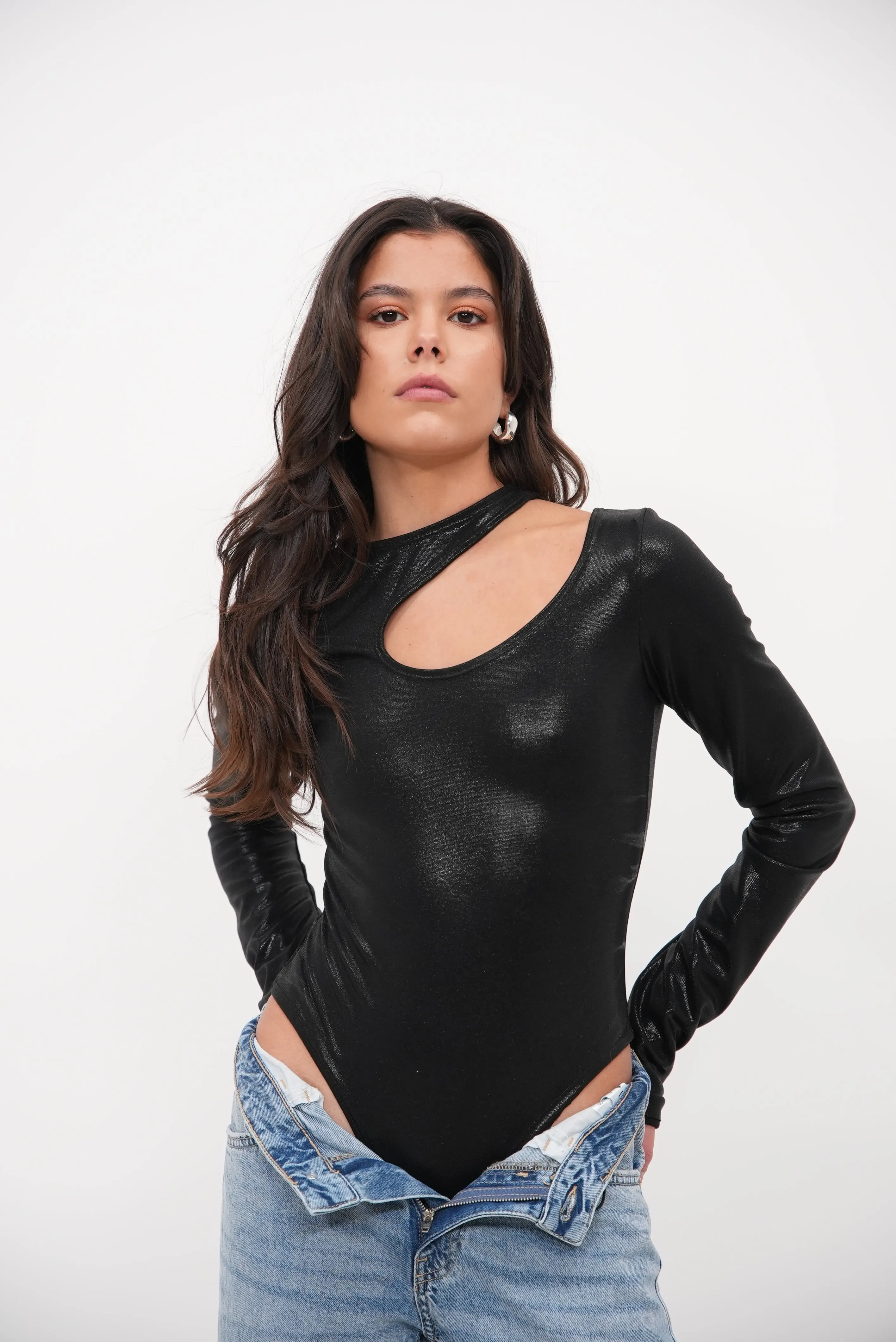 Refined Bodysuit Glossy Black