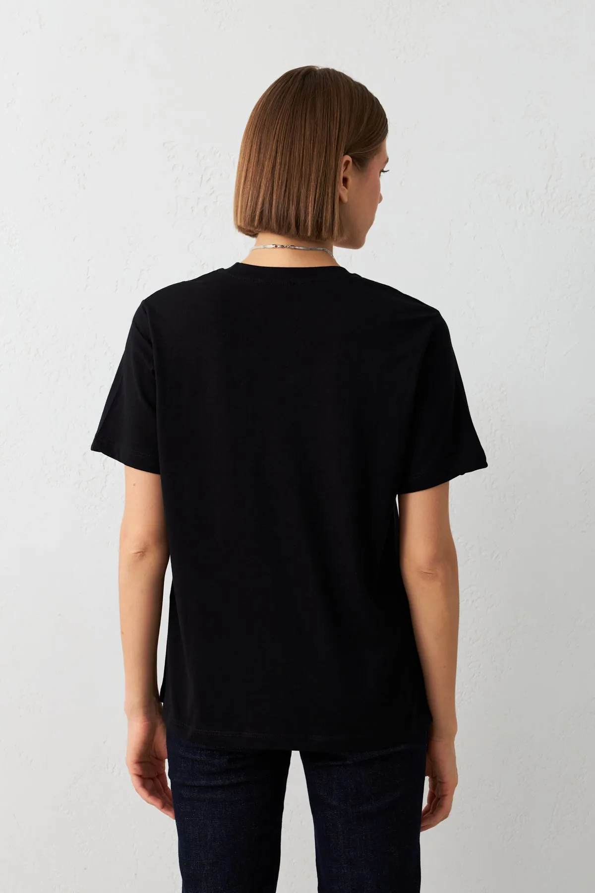 Setre Crew Neck Plain T-Shirt Black