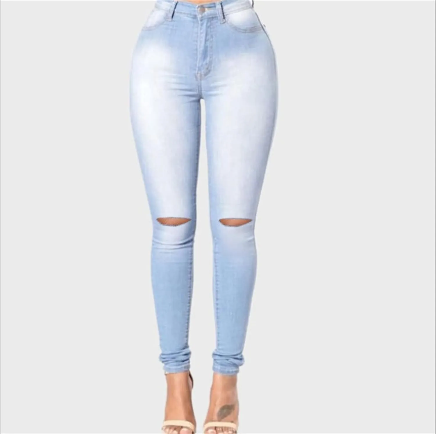 Skinny Jeans for Women High Waisted Stretch Butt Lifting Pencil Jeans Junior Classic Slim Fit Denim Pants (X-Large,Light Blue B)