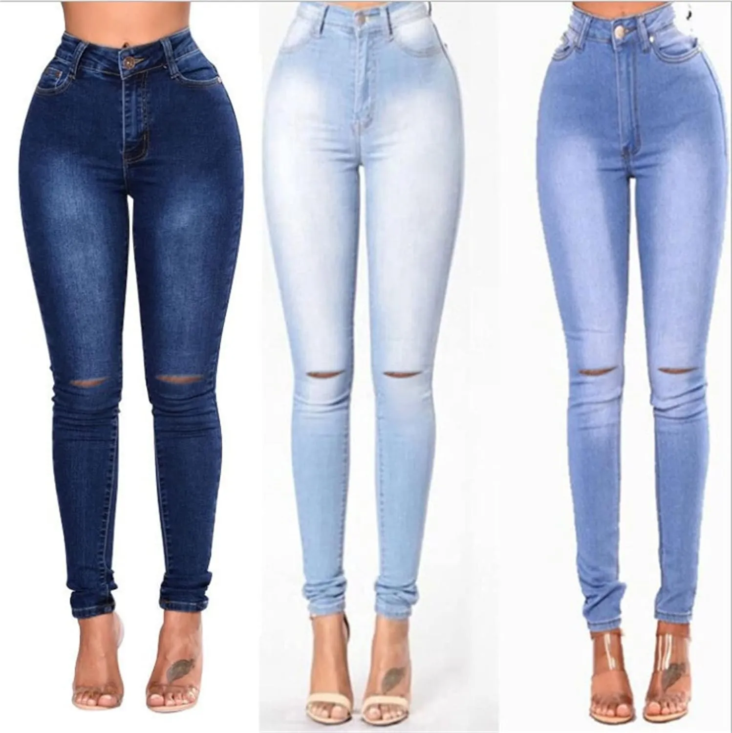 Skinny Jeans for Women High Waisted Stretch Butt Lifting Pencil Jeans Junior Classic Slim Fit Denim Pants (X-Large,Light Blue B)