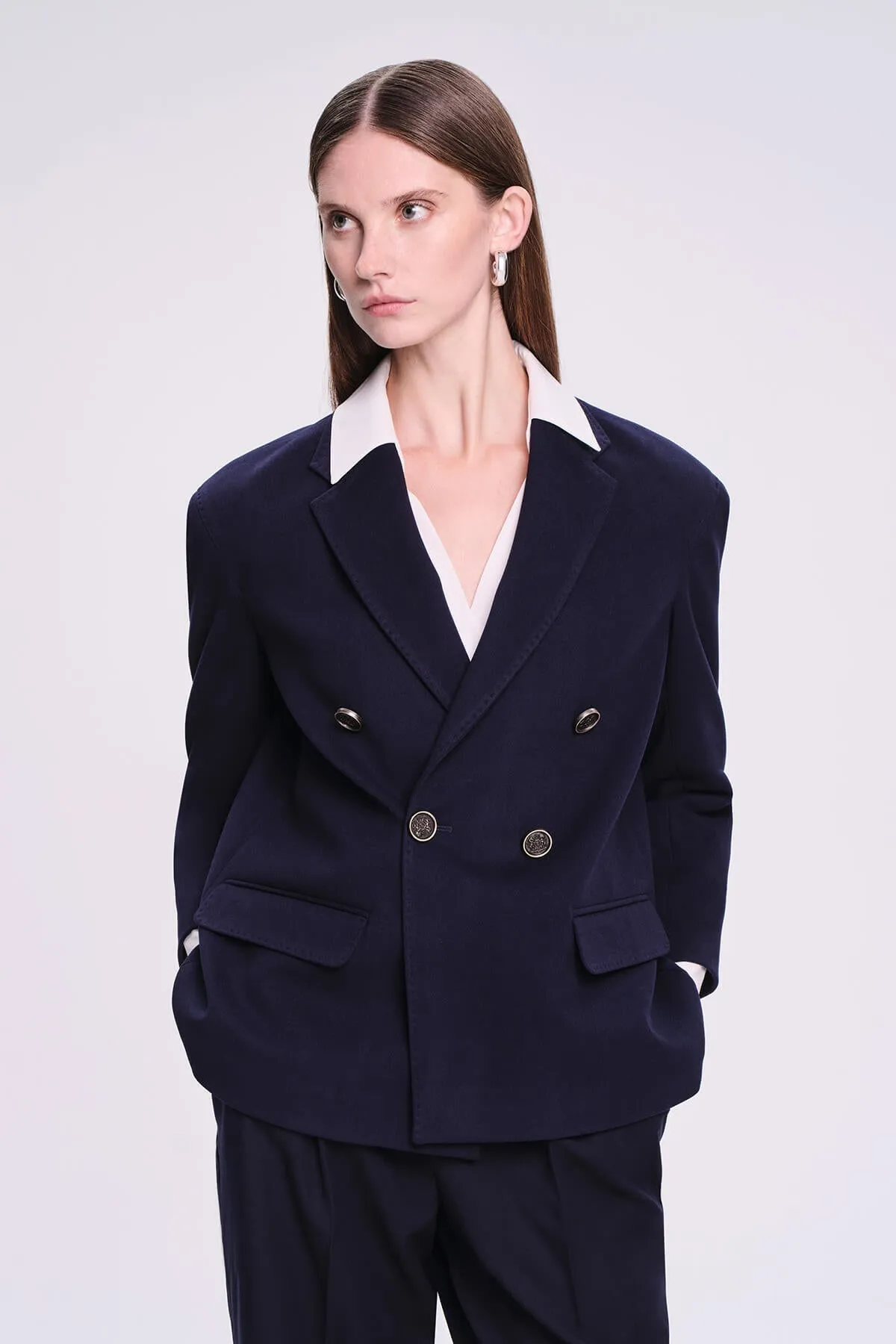 Slim Fit Double Breasted Navy Classic Blazer