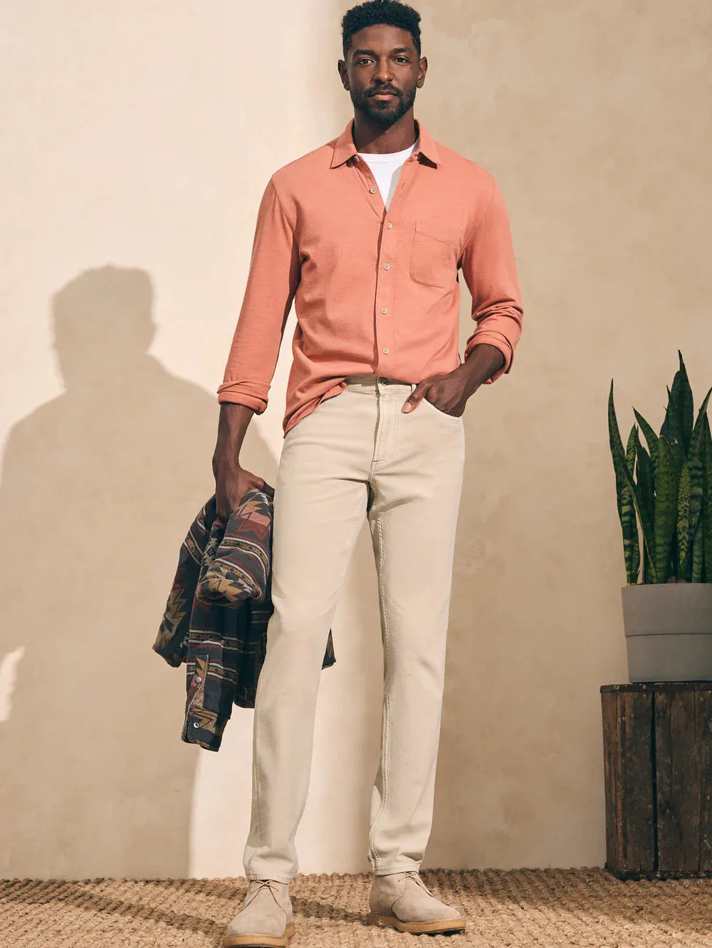 Stretch Terry 5 Pocket Pant in Stone