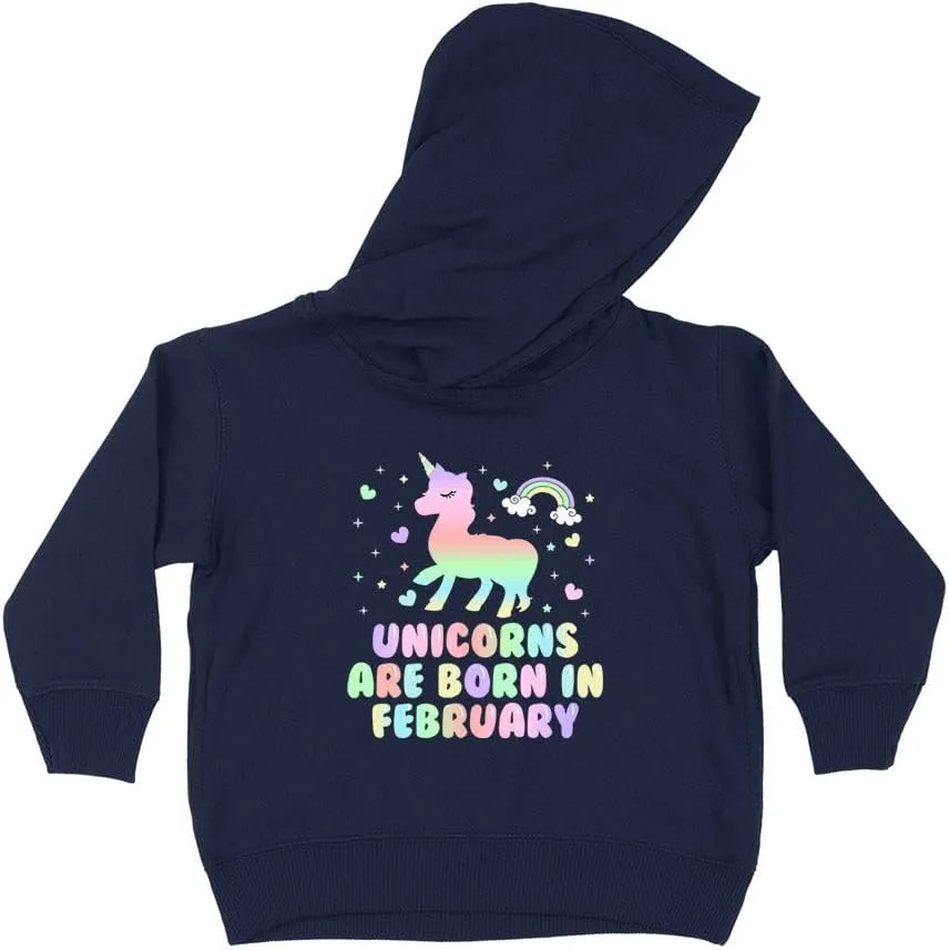 Unicorns are Born in February Kids Hoodie Sweatshirt Toddler