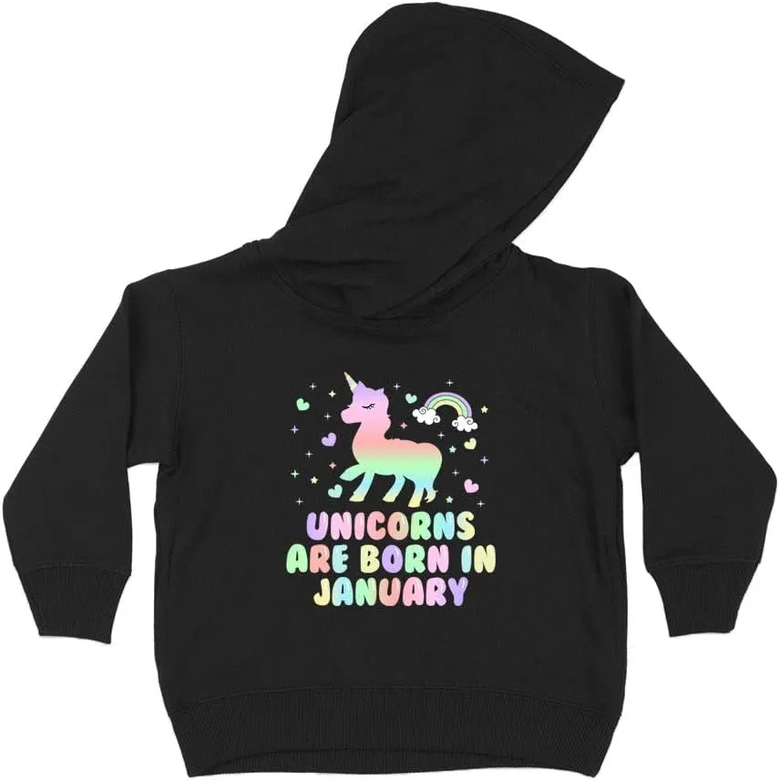 Unicorns are Born in January Kids Hoodie Sweatshirt Toddler