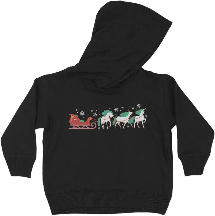Unicorns Pulling Sleigh Kids Hoodie Sweatshirt Toddler