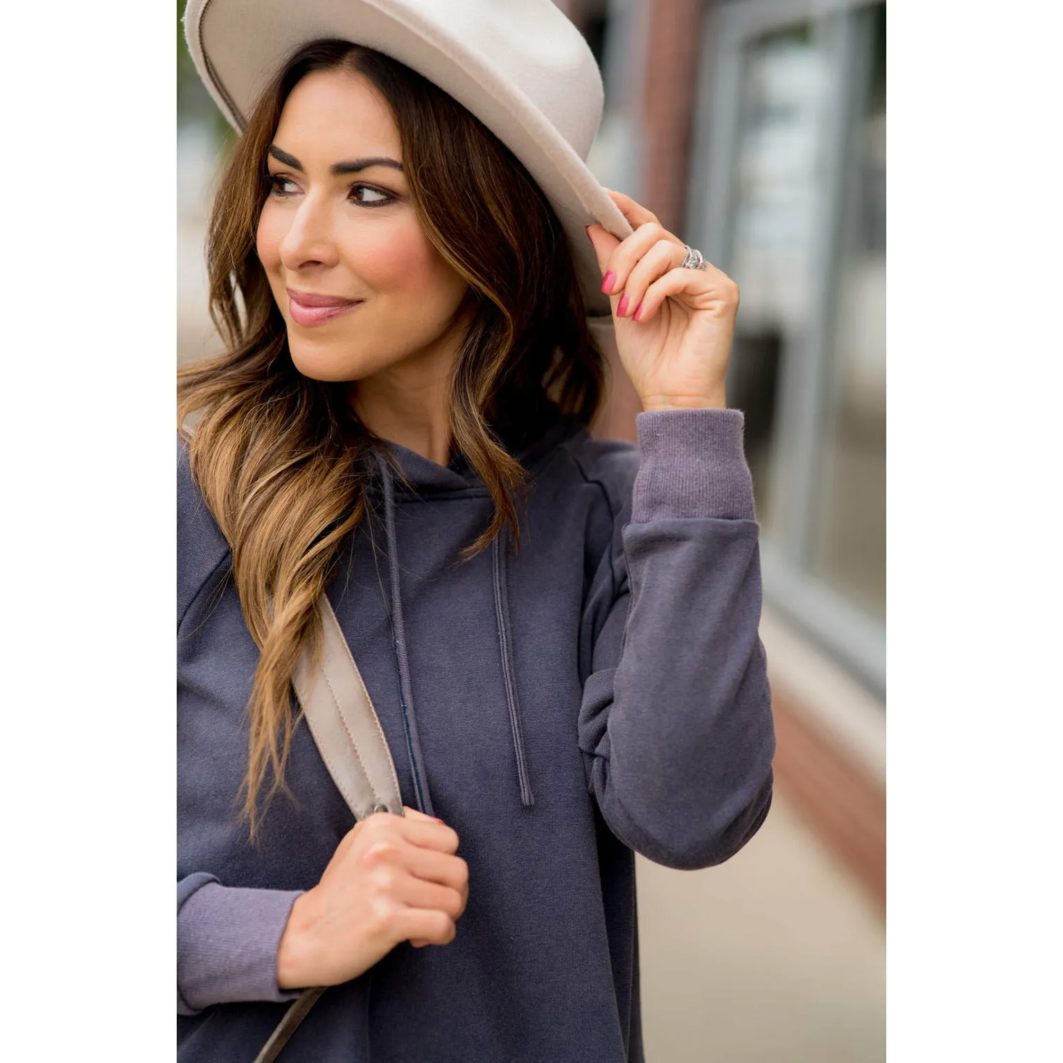 Vibrant Vintage Wash Micro Peplum Hoodie