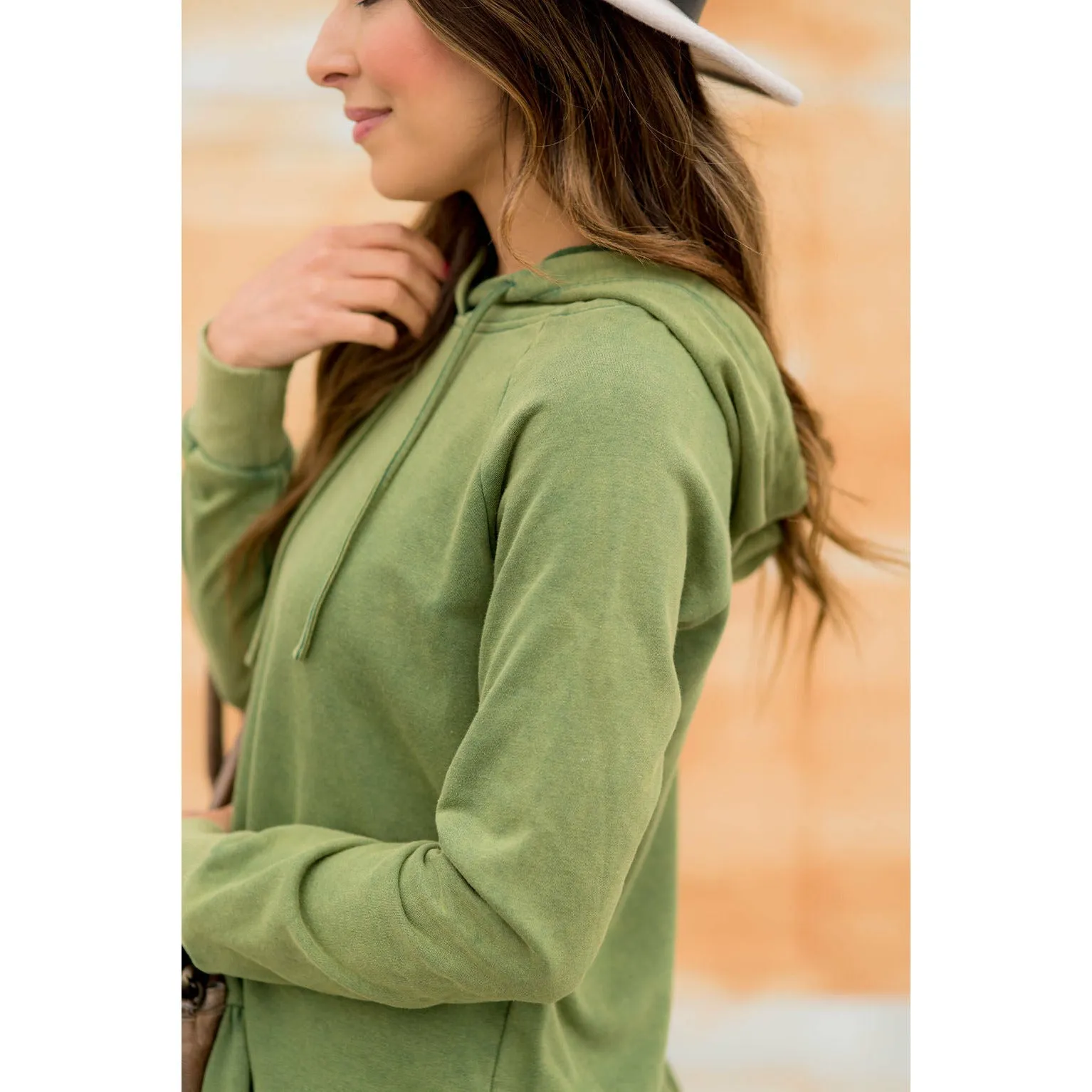 Vibrant Vintage Wash Micro Peplum Hoodie