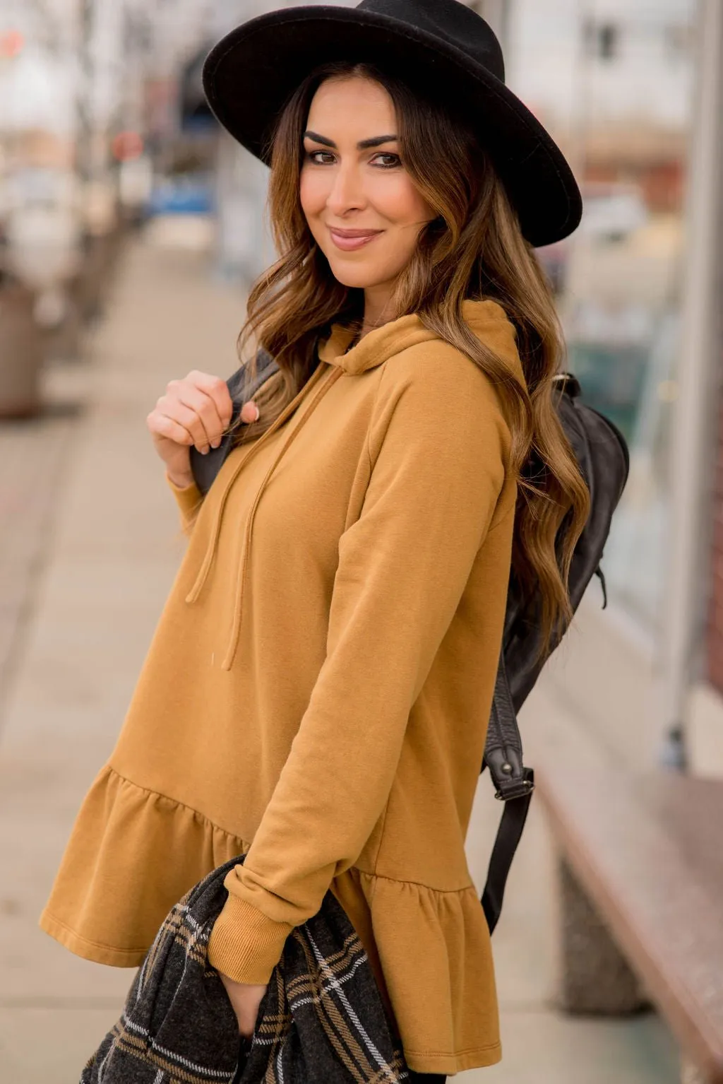 Vibrant Vintage Wash Micro Peplum Hoodie