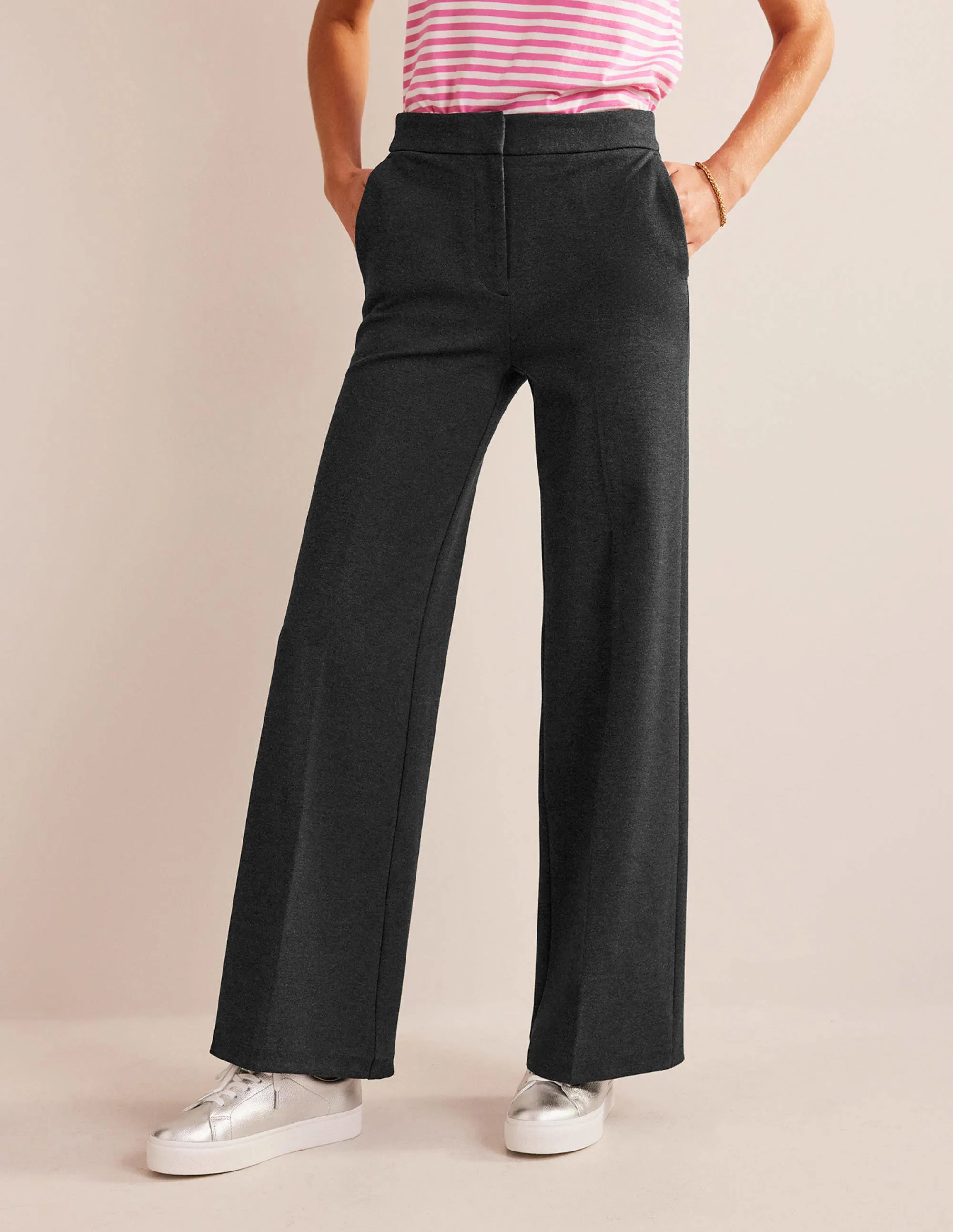 Westbourne Ponte Trousers-Charcoal Marl