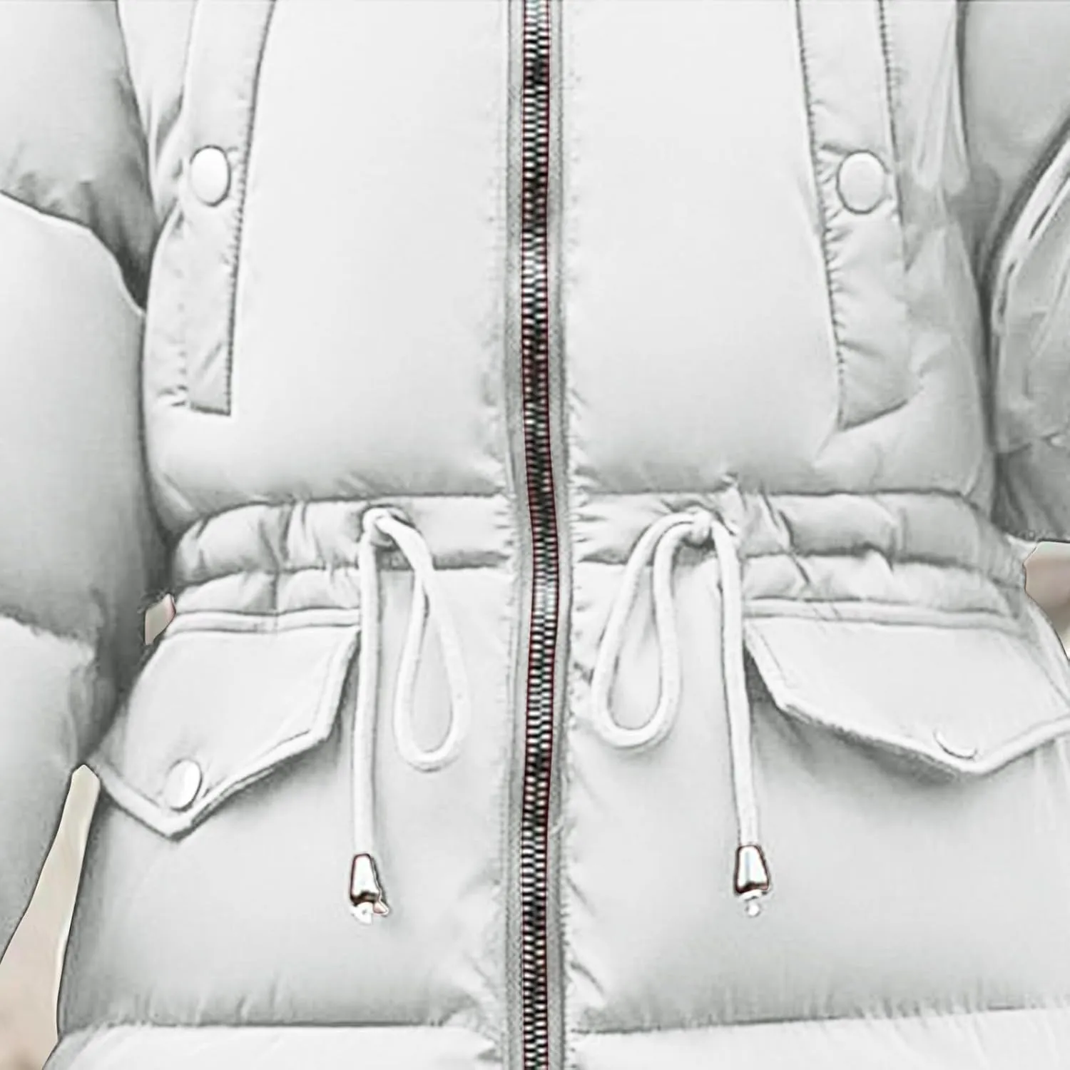 Winter Coats for Women with Faux Fur Hood Cotton Padded Down Jacket Mid Length Overcoat Warm Paraka Zipper Coat