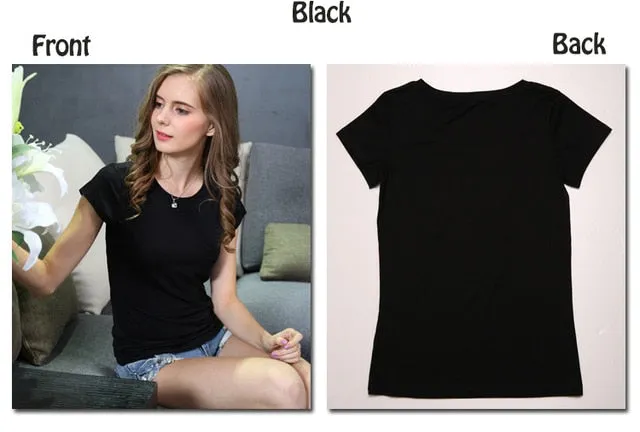 Women  Plain Cotton Elastic Basic Casual Tops Short Sleeve T-shirts