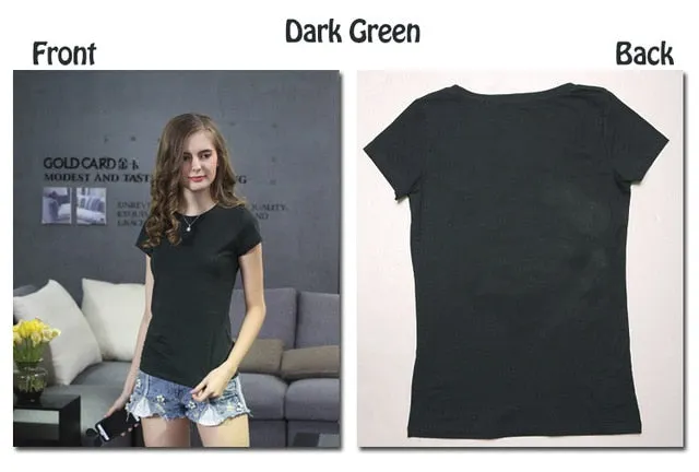Women  Plain Cotton Elastic Basic Casual Tops Short Sleeve T-shirts