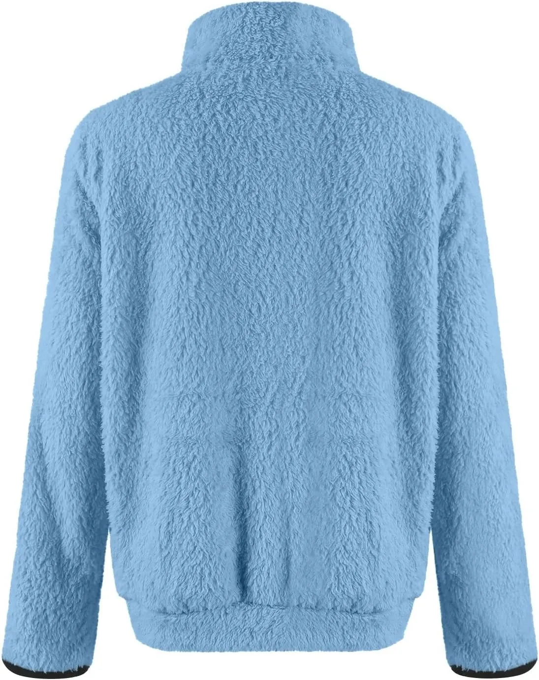 Women Sherpa Fleece Pullover Quarter Zip Long Sleeve Fluffy Soft Sweaters Jacket Plus Size Winter Coats with Pockets