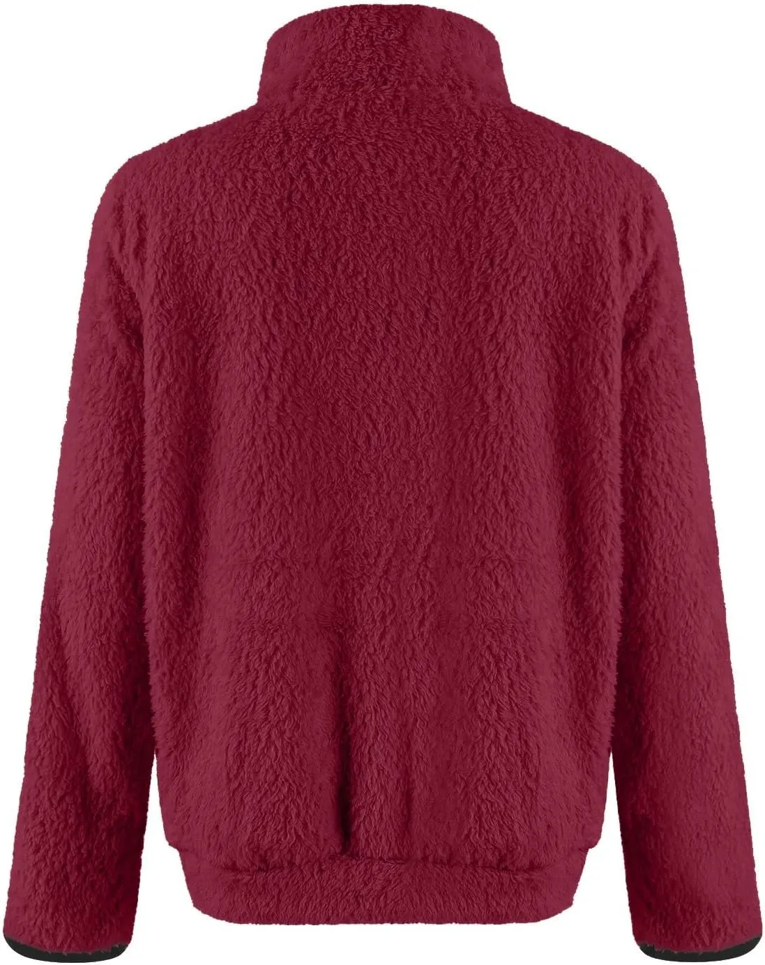 Women Sherpa Fleece Pullover Quarter Zip Long Sleeve Fluffy Soft Sweaters Jacket Plus Size Winter Coats with Pockets