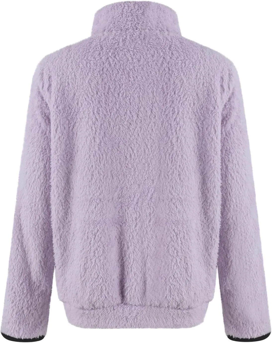 Women Sherpa Fleece Pullover Quarter Zip Long Sleeve Fluffy Soft Sweaters Jacket Plus Size Winter Coats with Pockets