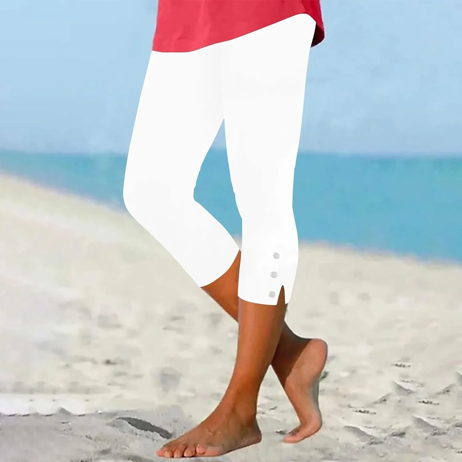 Womens Capris for Summer Dressy Cropped High Waist Yoga Pants Casual Stretchy Leggings Workout Compression Pants