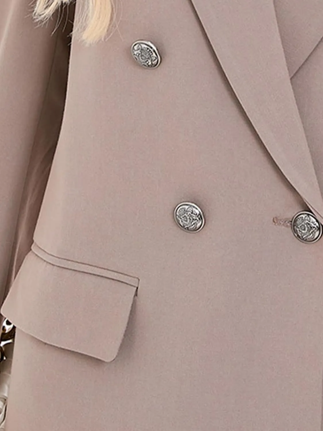Women's Oversized Blazer Jacket Double-Breasted Suit with Pockets Long Sleeve Outfit for Business Work Office Casual