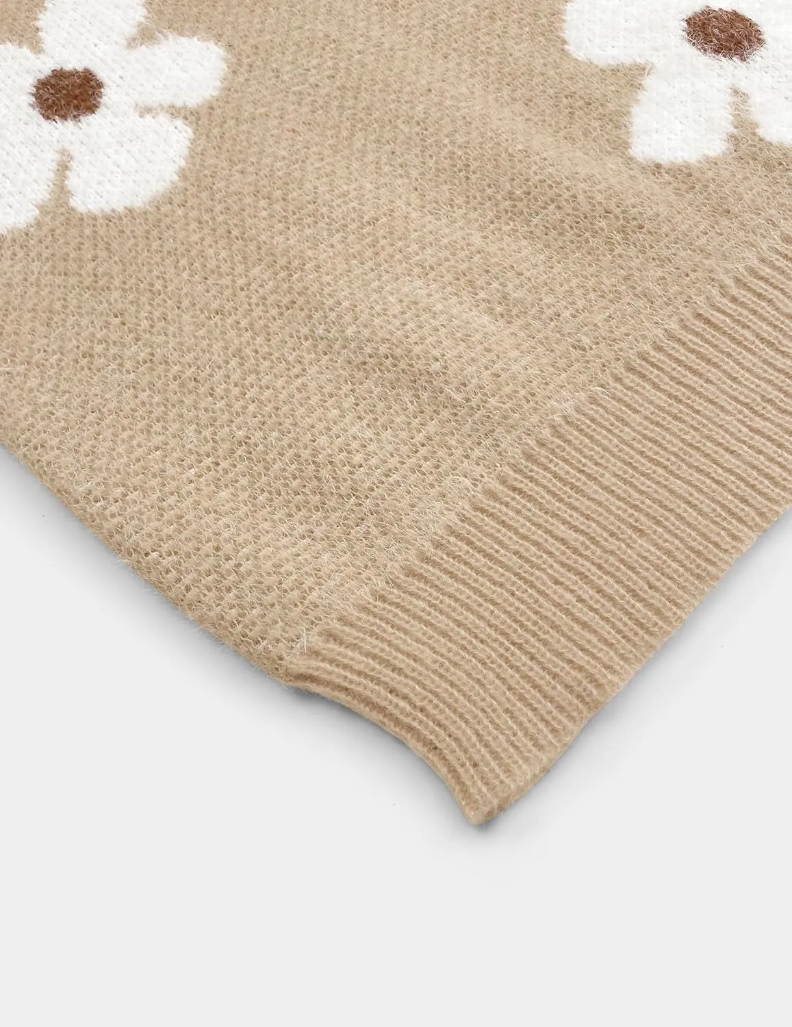 Womens Oversized Cute Fluffy Flower Sweater Spring 2025 Trendy Outfits Crew Neck Knit Pullover Top