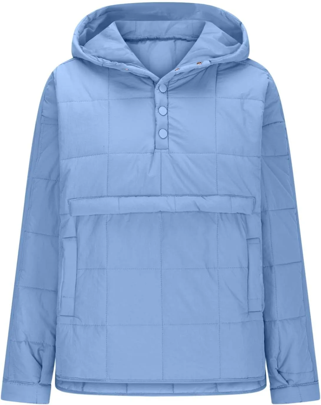 Women's Oversized Puffer Jacket with Hood Quilted Lightweight Winter Warm Pullover Padded Cotton Coat Trendy