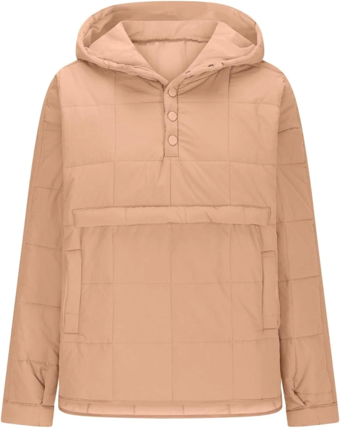 Women's Oversized Puffer Jacket with Hood Quilted Lightweight Winter Warm Pullover Padded Cotton Coat Trendy