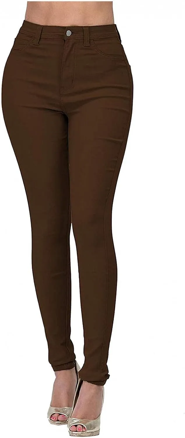 Womens Stretch Jeans Jeggings with Pockets High Wasit Pull-On Butt Lift Yoga Leggings Skinny Jeans Pencil Denim Pants