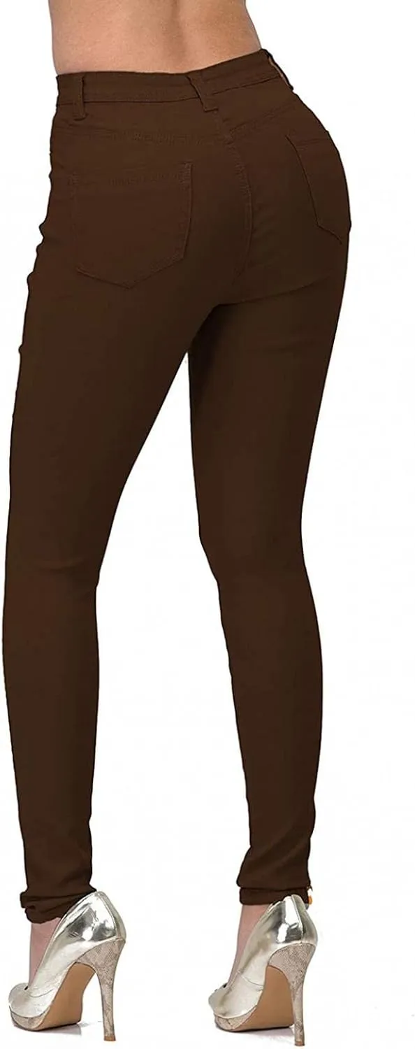 Womens Stretch Jeans Jeggings with Pockets High Wasit Pull-On Butt Lift Yoga Leggings Skinny Jeans Pencil Denim Pants