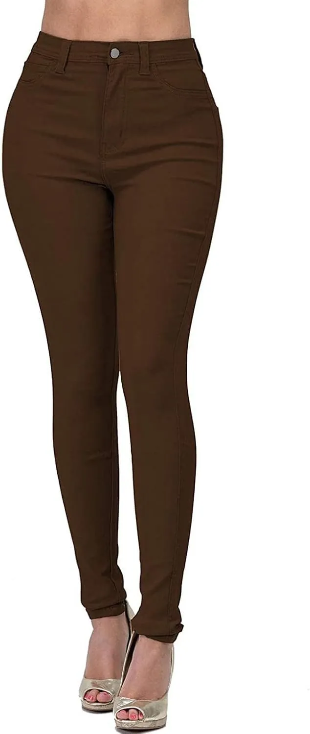 Womens Stretch Jeans Jeggings with Pockets High Wasit Pull-On Butt Lift Yoga Leggings Skinny Jeans Pencil Denim Pants