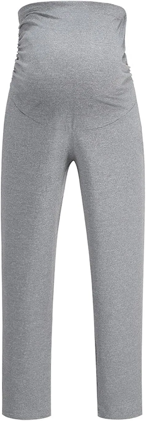 Women's Wide Leg Baggy Sweatpants Maternity Tall 2024 Open Bottom Joggers Over The Belly Stretchy Open Leg Trousers