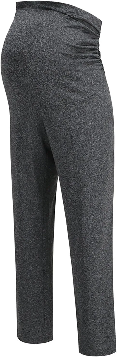 Women's Wide Leg Baggy Sweatpants Maternity Tall 2024 Open Bottom Joggers Over The Belly Stretchy Open Leg Trousers