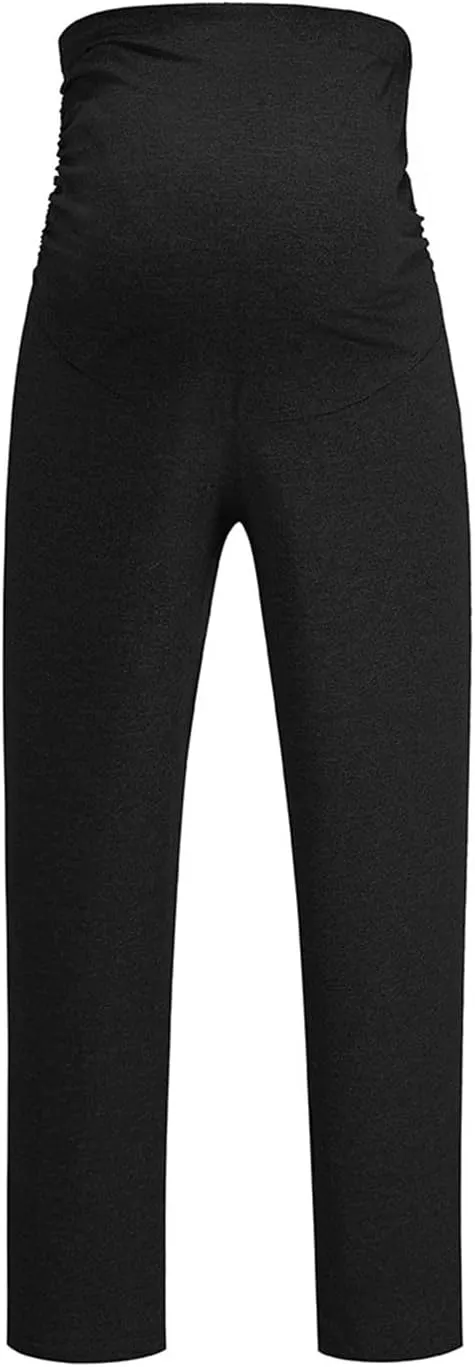 Women's Wide Leg Baggy Sweatpants Maternity Tall 2024 Open Bottom Joggers Over The Belly Stretchy Open Leg Trousers