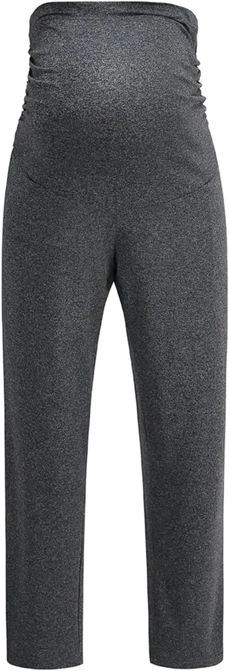 Women's Wide Leg Baggy Sweatpants Maternity Tall 2024 Open Bottom Joggers Over The Belly Stretchy Open Leg Trousers