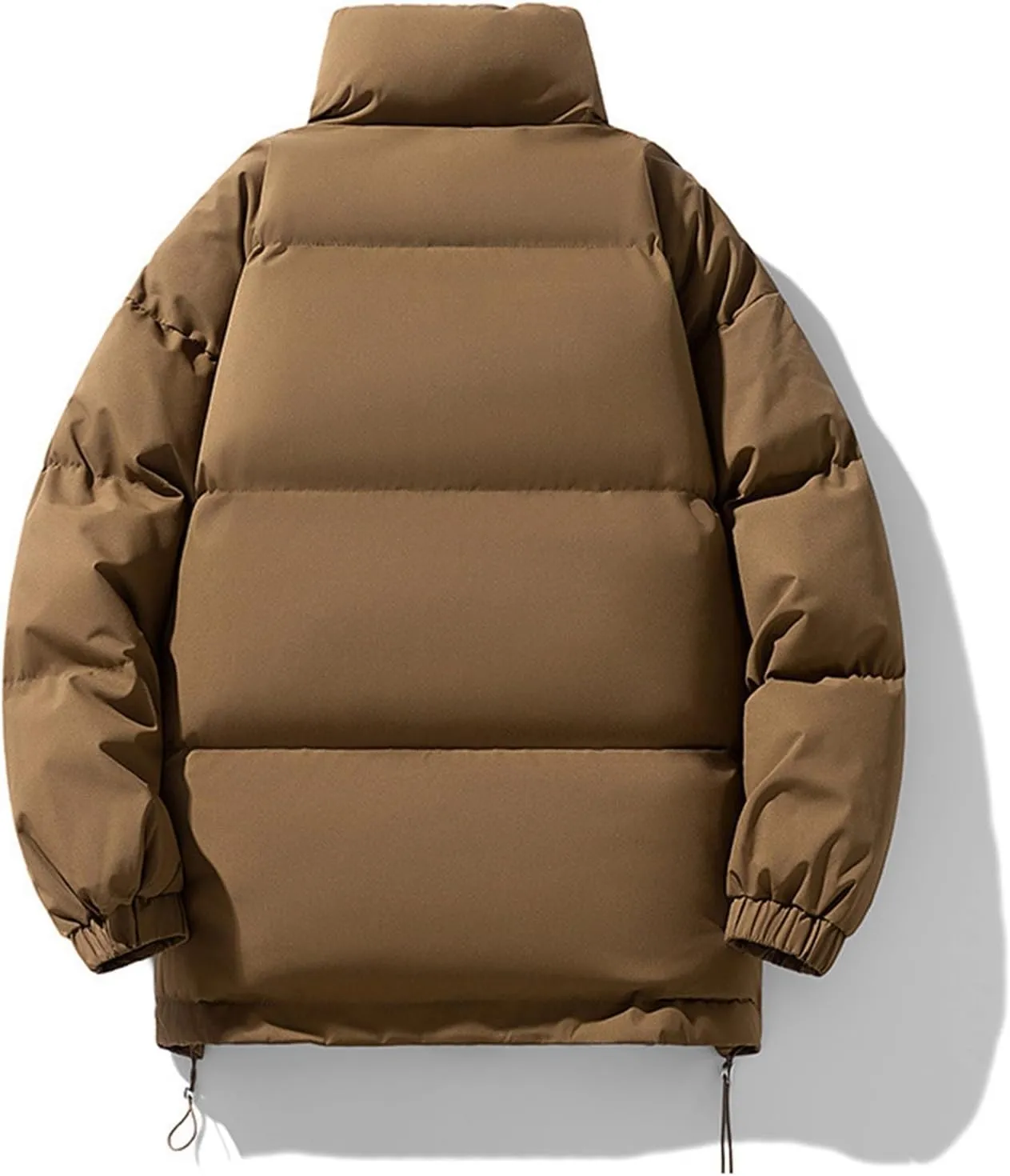 Women's Winter Zip Puffer Jacket Long Sleeve Stand Collar Baggy Down Coats Casual Boyfriend Outwear with Pockets