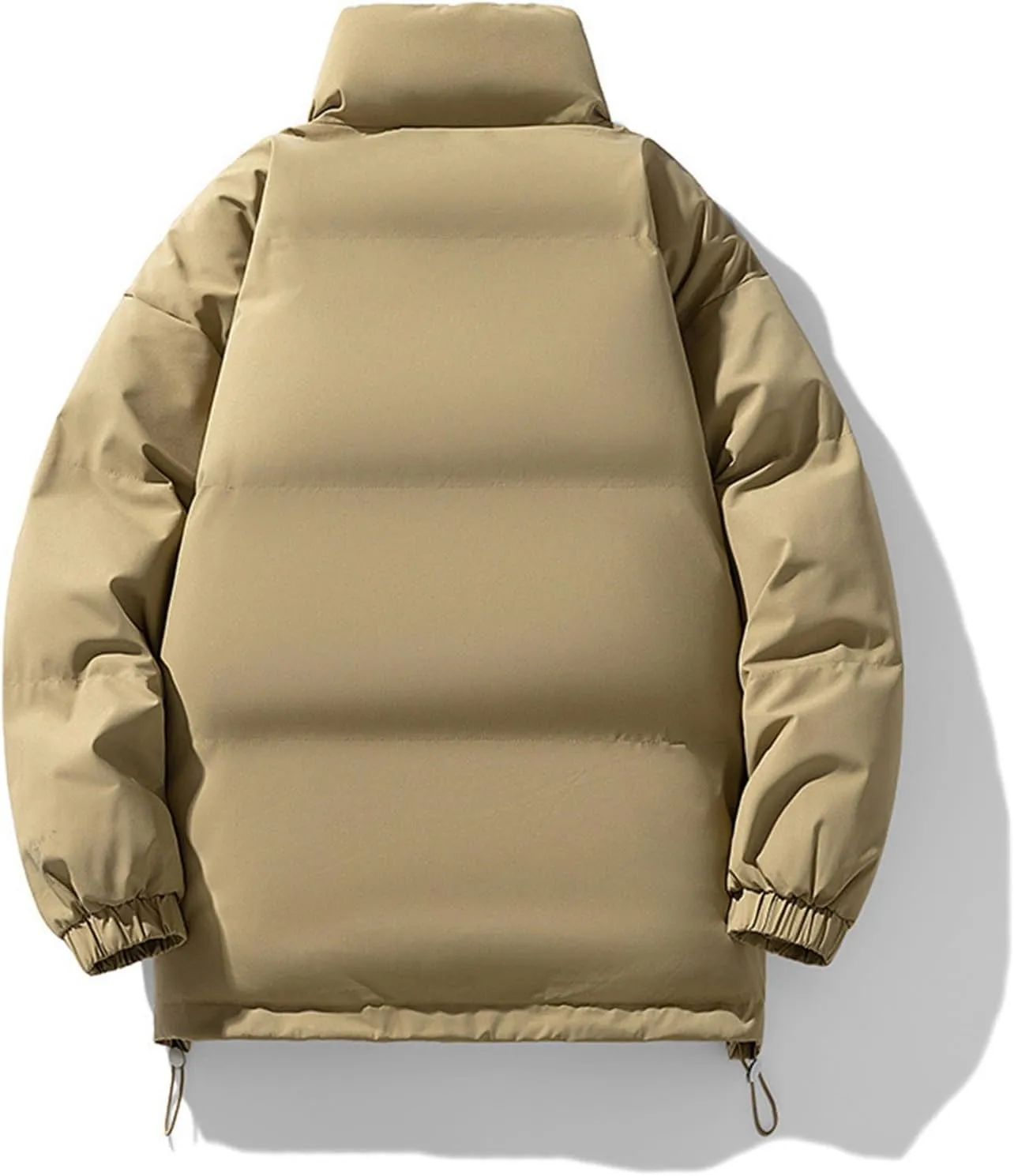 Women's Winter Zip Puffer Jacket Long Sleeve Stand Collar Baggy Down Coats Casual Boyfriend Outwear with Pockets